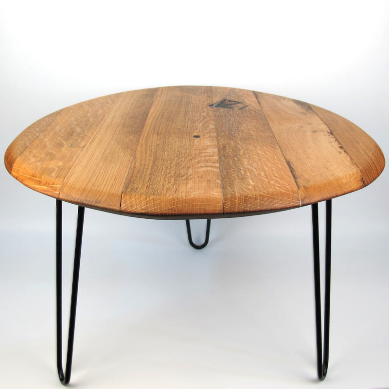 Whiskey Barrel Lid Coffee Table Ø66cm "Z" – Handmade, Rustic, Oak Wood — Handworkz