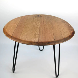 Couchtisch aus altem Weinfassdeckel Ø54cm "Duero" – Handgefertigt | Rustikal & Modern | Nachhaltig