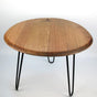 Coffee table Duero made from a wine barrel lid Ø54cm oak wood steel legs handmade
