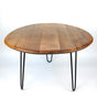 Handmade Whiskey Barrel Lid Coffee Table Ø66cm – Oak Wood with Steel Legs