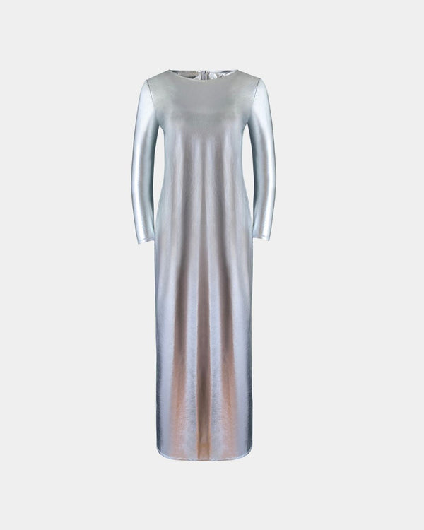 Silver Metallic 3D-Printed Dress – Futuristic Sheen Statement