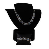 Double-strand heart necklace with pearls & rhinestones, 40 cm + 5 cm extension — Ansicht 1
