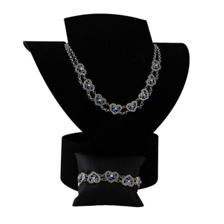 Herzerlkette doppelreihig | Perlen & Strass | 40 cm + 5 cm