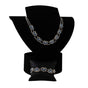 Double-strand heart necklace with pearls & rhinestones, 40 cm + 5 cm extension