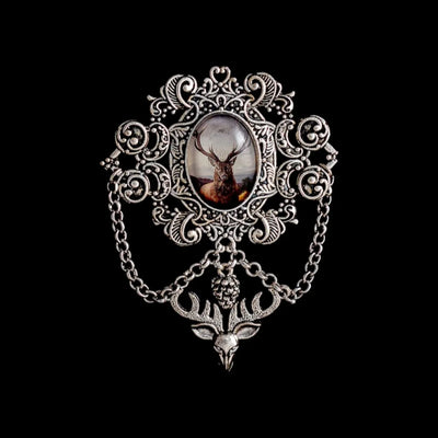 Trachtenbrosche Ludwig, Wolpertinger oder Hirsch – Unisex mit Anhängern