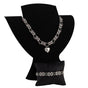 Jewellery set "Pearls & Rhinestones" - Necklace & Bracelet, Dark Red or White