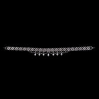 Choker Necklace Antique Silver with Rhinestone Elements & White Pearls | Adjustable 32–36.5 cm — Ansicht 1