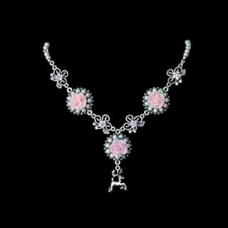Trachtenkette „Zuckersüss“ | Röschen, Strass & kleiner Hirsch | 45 cm + 5 cm