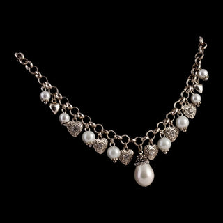 Trachtenkette „Scharivari“ mit Perlen- & Herzanhängern | Verstellbar bis 50 cm