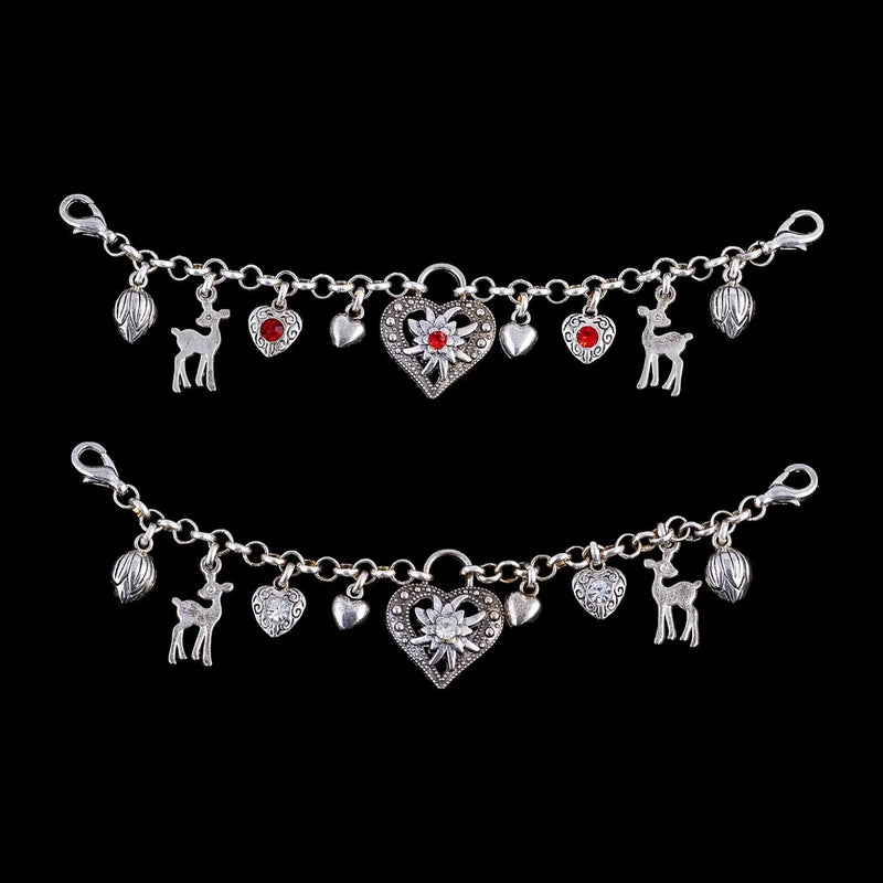 Bodice chain "Edelweiss & Bambi" Rhinestone Hearts Flowers 14.5 cm — I bin I Schmuck und Werk