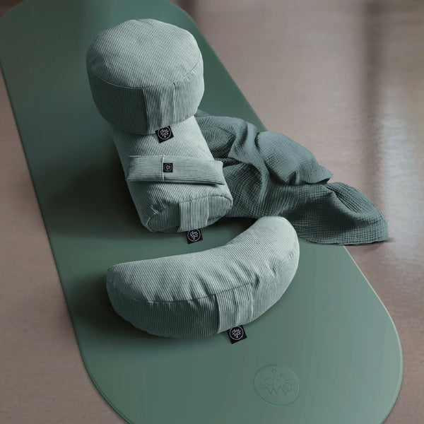 OM YA Yoga Bolster Möbelkord Handgefertigt Dinkelfüllung 60 cm