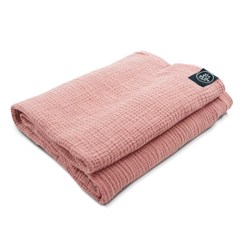OM YA Design Shavasana Decke Blush Musselin doppellagig OEKO-TEX Baumwolle — OM YA