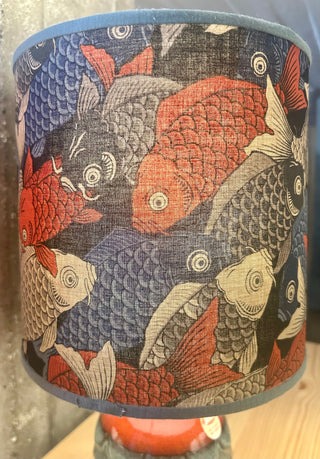 70er Jahre Jasba Vasenlampe mit japanischem Koi-Schirm