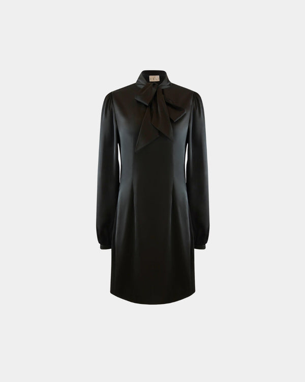 Dress Sustainable Fabric Bianca, recycled polyester, bow detail, EU production