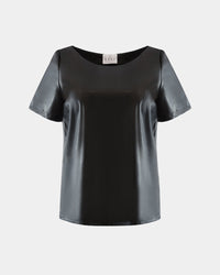 ALINE CELI Leather Blouse Made of Pineapple Fiber Round Neck Vegan Minimalist — Ansicht 1