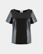 ALINE CELI Leather Blouse Made of Pineapple Fiber Round Neck Vegan Minimalist