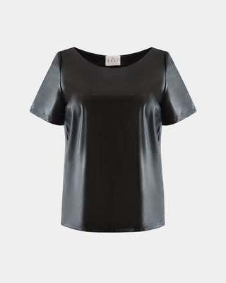 ALINE CELI Lederbluse aus Ananasfaser – Vegan | Rundhals | Minimalistisch