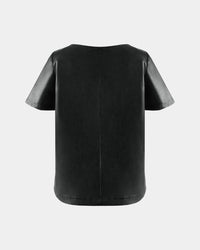 ALINE CELI Leather Blouse Made of Pineapple Fiber Round Neck Vegan Minimalist — Ansicht 2