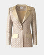 ALINE CELI COUTURE Brocade Blazer Gold Relief Satin Lapels Recycled