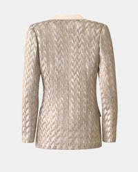 ALINE CELI COUTURE Brocade Blazer Gold Relief Satin Lapels Recycled — Ansicht 2