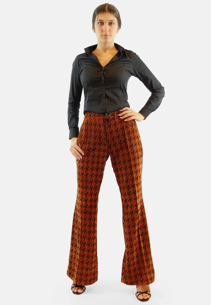 Pants Flared Design Houndstooth Recycled Polyester — Ansicht 4