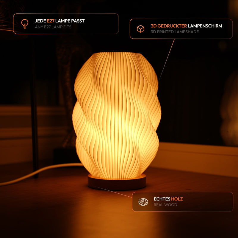 Twuro 3D-printed table lamp oak recycled PLA — Ansicht 2
