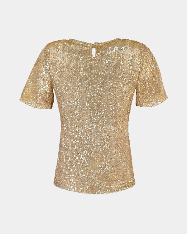 ALINE CELI Sequin Blouse Essentials – Recycled, Round Neck, Subtle Sheen