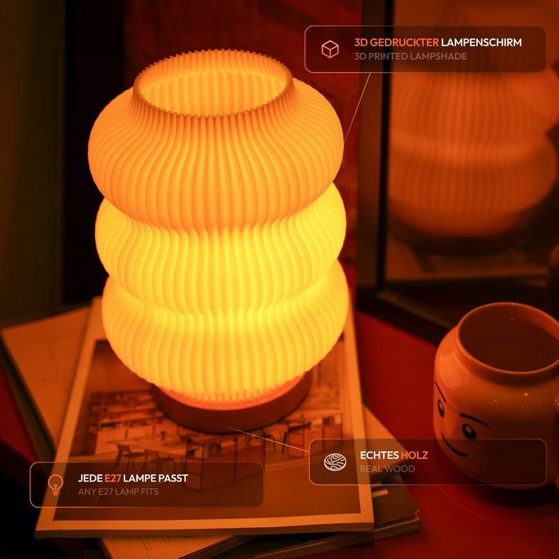 Luma 3D-Printed Lamp Recycled PLA Oak Wood Table Lamp — Ansicht 2