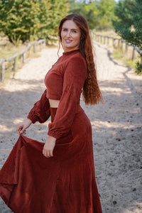 Marleen Rock sienna – Elegant Cord Skirt | Elastic Waistband & Godets | Sustainable — Ansicht 8