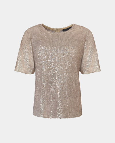 ALINE CELI Sequin Blouse Essentials – Recycled, Round Neck, Subtle Sheen