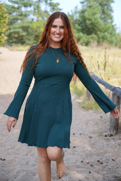 Lya dress bottle green – organic cotton, handmade in Germany