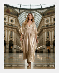 ALINE CELI Soleil D'Or Duchess-Satin Dress Pearl Gold — Ansicht 4