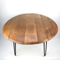 Handmade Whiskey Barrel Lid Coffee Table Ø66cm – Oak Wood with Steel Legs — Ansicht 2