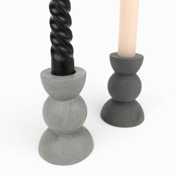 Linn Concrete Candle Holder – Grey & Anthracite