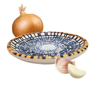 AMRAMI® Ceramic Grater with Brush | Handmade | Garlic &amp; Ginger Grater | Mediterranean Design