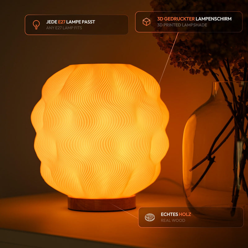 Numo 3D-Printed Table Lamp Wave Structure Warm White Light — Ansicht 2