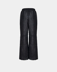 Black Sequin Palazzo Trousers – Couture Bow | High Waist | Flowing Cut — Ansicht 2