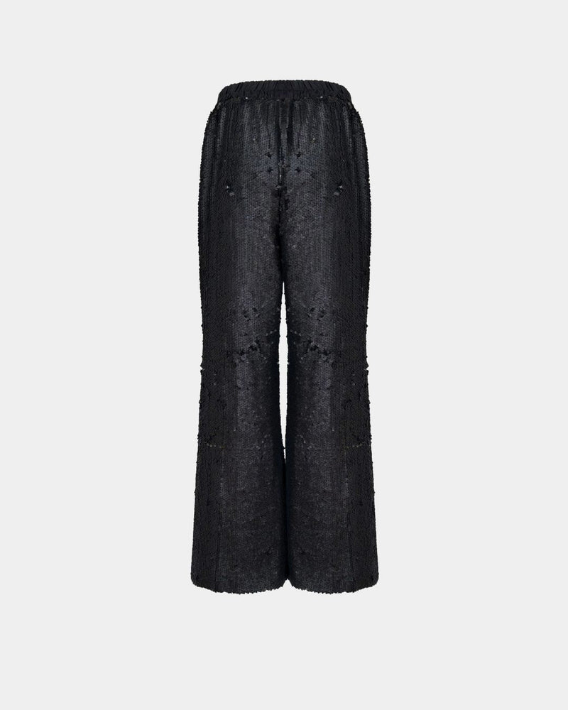 Black Sequin Palazzo Trousers – Couture Bow | High Waist | Flowing Cut — Ansicht 2