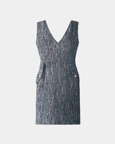 Kleid Laura – Bouclé-Stoff, V-Ausschnitt, EU-Herstellung