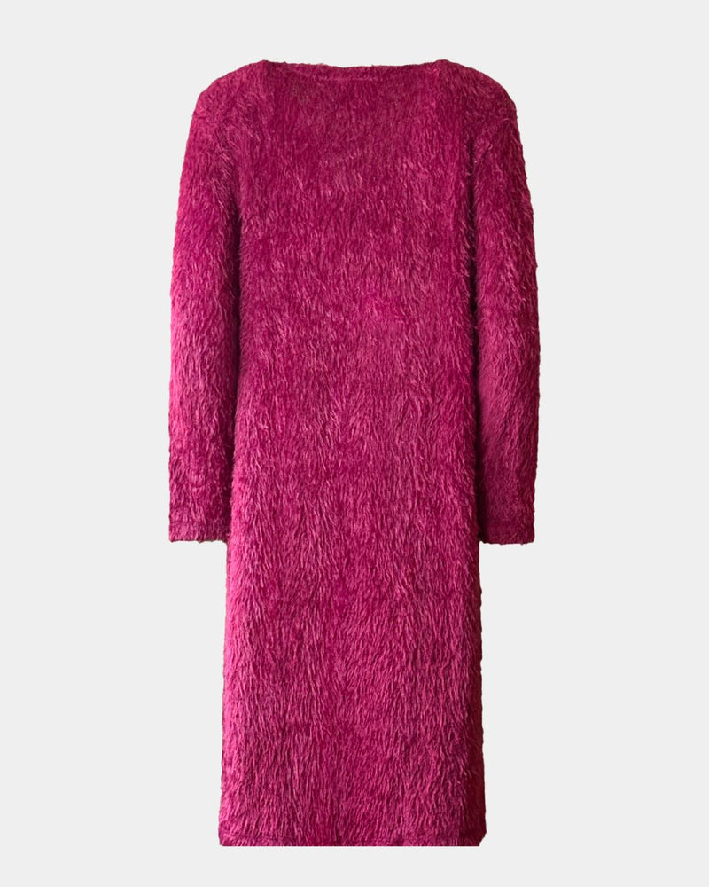 Long women's coat made of recycled polyester – Fluffy texture ALINE CELI — Ansicht 3