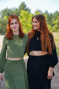 Marleen Crop Jumper olive – Corduroy Jumper waist-length Balloon Sleeves — Ansicht 4