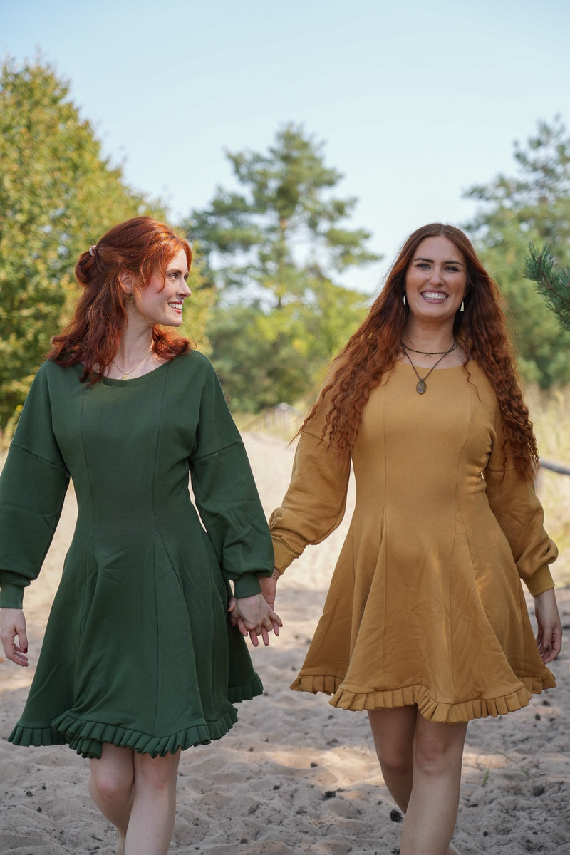KAYLA dress green khaki – Organic cotton | Ruffle hem | Sustainable — Ansicht 5