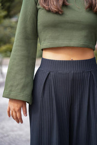 Nayala Crop Pullover green khaki – Organic cotton, handmade — Ansicht 7