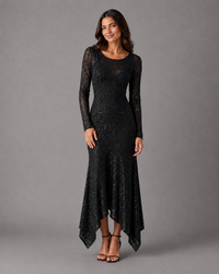 Kleid Noir Structure – Pailletten-Tüll Asymmetrisch aus Recycelt | Aline CELI — Ansicht 1