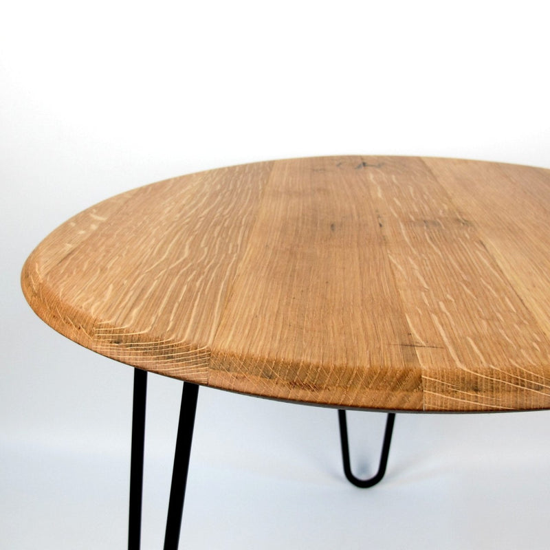 Couchtisch aus Weinfassdeckel Ø55cm – Handgefertigt, Eichenholz, Rustikal — Ansicht 3