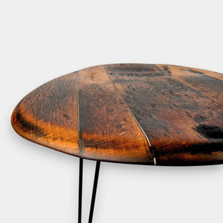 Couchtisch aus altem Weinfassdeckel Ø80cm "680L" – Handgefertigt | Rustikal & Modern | Nachhaltig