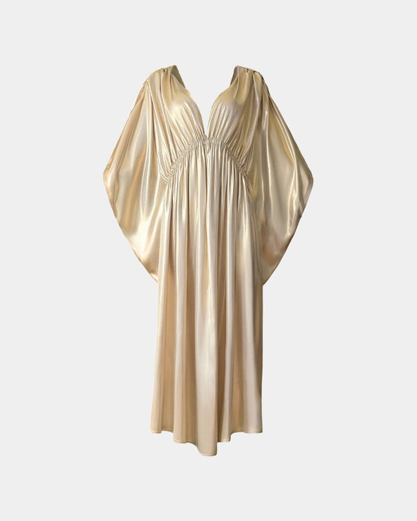 ALINE CELI Soleil D'Or Duchess-Satin Dress Pearl Gold