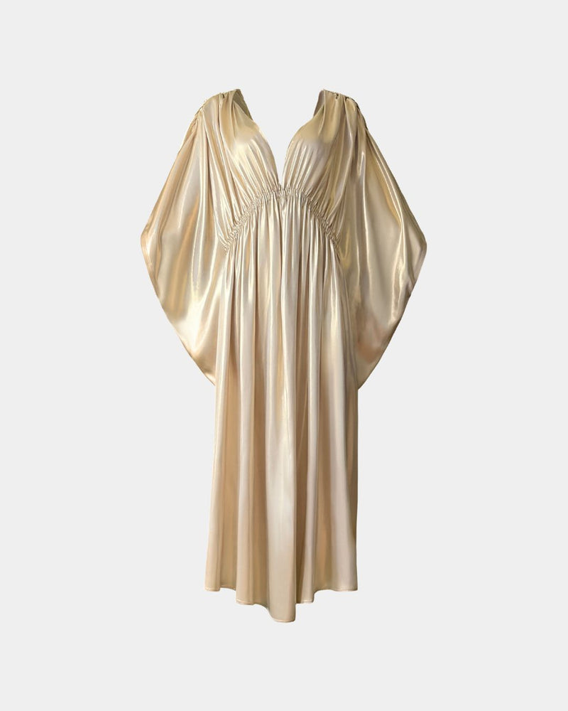 ALINE CELI Soleil D'Or Duchess-Satin Dress Pearl Gold — Aline CELI