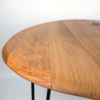 Couchtisch aus altem Whiskyfassdeckel Ø66cm "Z" – Handgefertigt | Rustikal | Nachhaltig