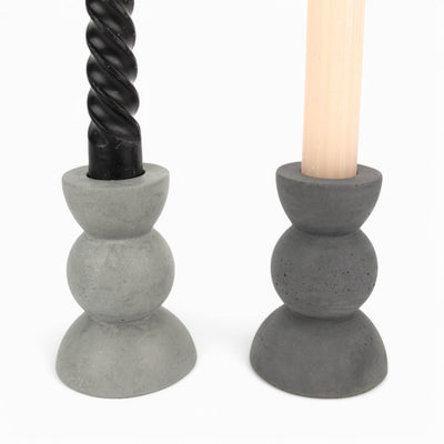 Linn Concrete Candle Holder – Grey & Anthracite